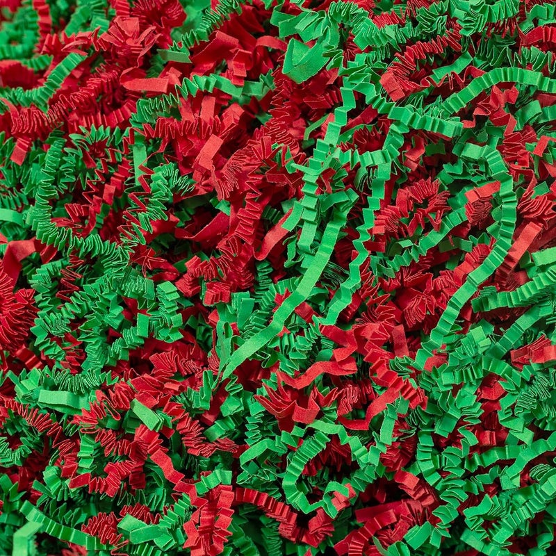 Mefleet 2 LB Crinkle Cut Paper Shred Filler Green & Red Crinkle Shredded Paper for Gift Box - Gift Basket Bag Filler - Grass Cushion Stuffing for Christmas Holiday Packaging Wrapping - Image 1